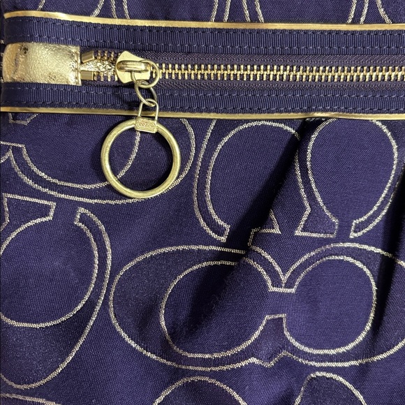 Coach Poppy Collectiom Dark Purple/Gold  Tote with Sz (L) - Like NEW!! - Picture 5 of 11
